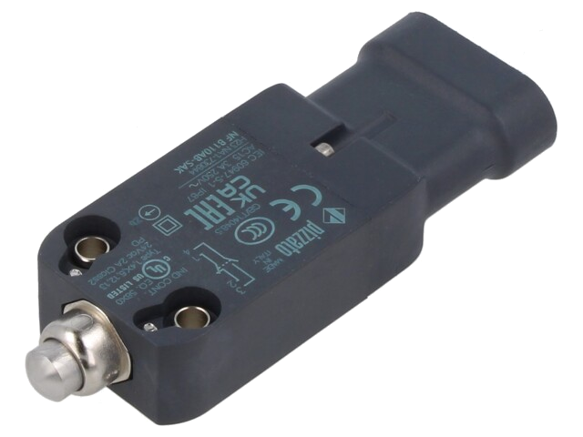 Eindschakelaar; pin Ø8mm; NO + NC; 10A; max.250VAC; max.250VDC Eindschakelaar; pin Ø8mm; NO + NC; 10A; max.250VAC; max.250VDC